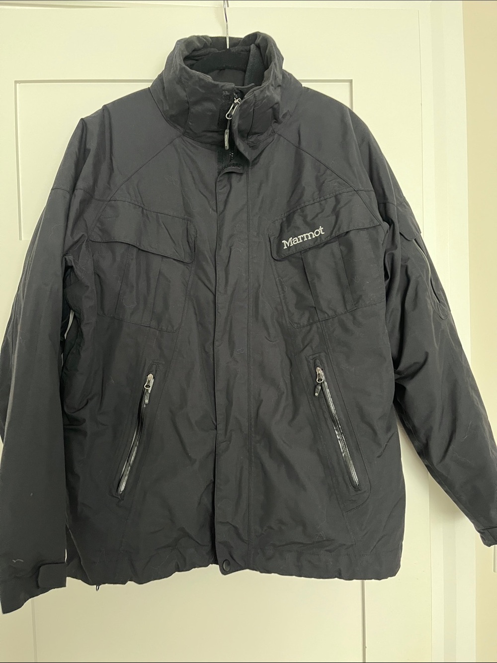 Marmot Men's Black Puffer Jacket with High Collar